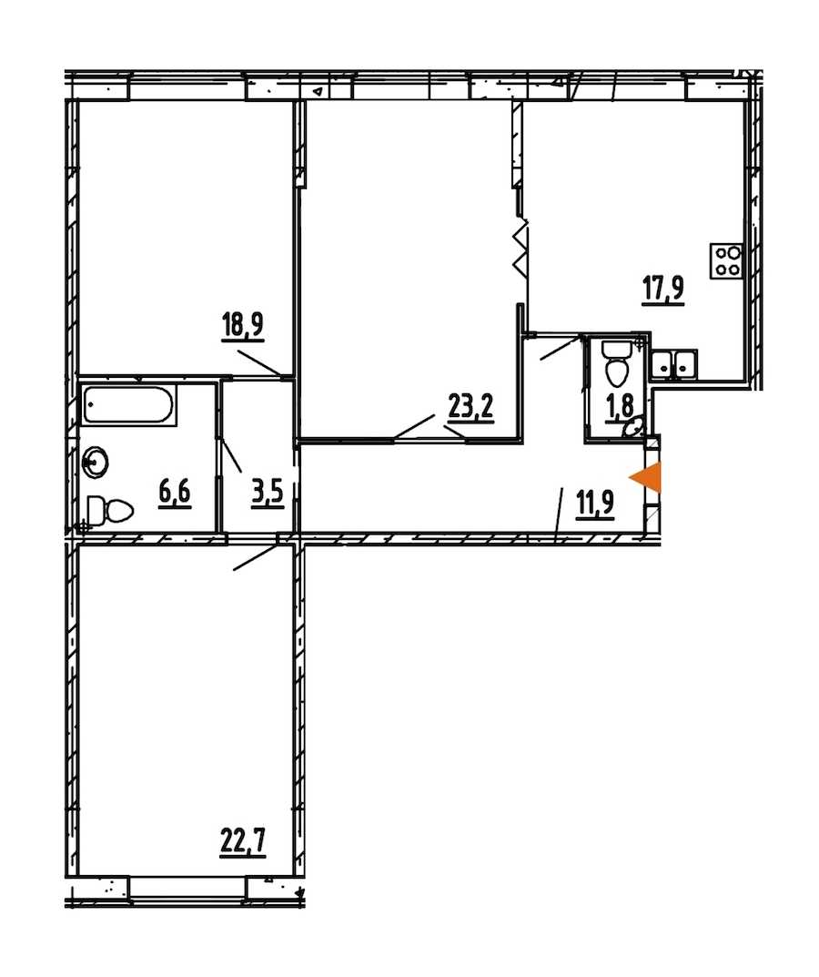 Трехкомнатная квартира в : площадь 106.5 м2 , этаж: 3 – купить в Санкт-Петербурге